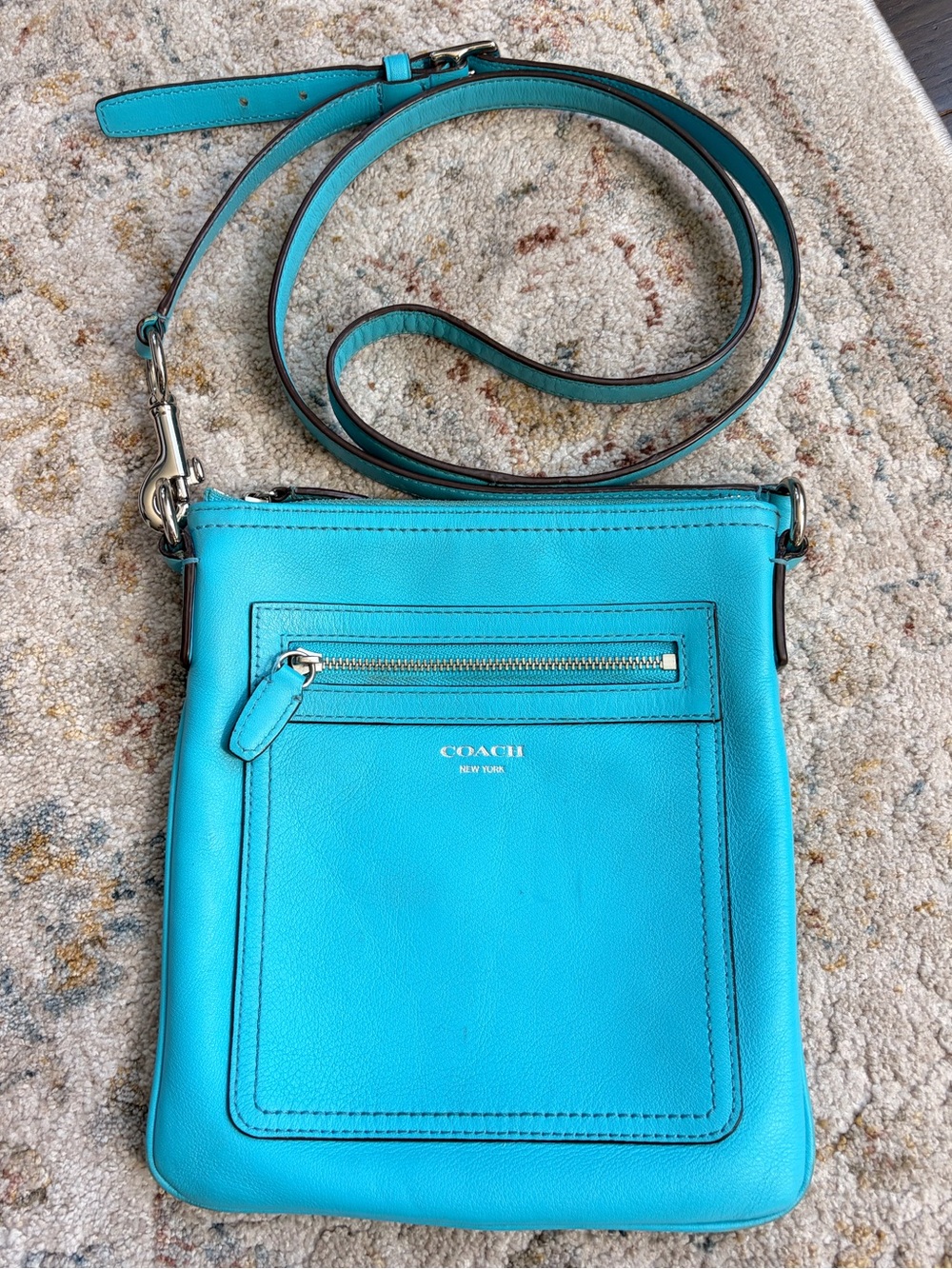 Coach Turquoise Pebble Leather Crossbody Bag